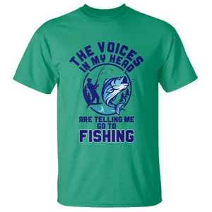Funny Fisherman T Shirt The Voices In My Head Are Telling Me To Go Fishing TS14 Irish Green Print Your Wear