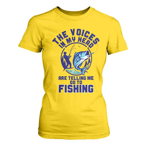 Funny Fisherman T Shirt For Women The Voices In My Head Are Telling Me To Go Fishing TS14 Daisy Print Your Wear