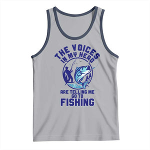 Funny Fisherman Tank Top The Voices In My Head Are Telling Me To Go Fishing TS14 Athletic Heather Navy Print Your Wear