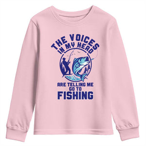 Funny Fisherman Youth Sweatshirt The Voices In My Head Are Telling Me To Go Fishing TS14 Light Pink Print Your Wear