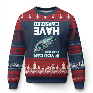 If You Can Read This I Have Capsized Ugly Christmas Sweater Funny Boating TS14 Navy Red Print Your Wear