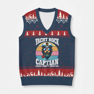 Yacht Rock Captain V-Neck Knit Sweater Vest Funny Boating Party Music TS14 Navy Red Print Your Wear