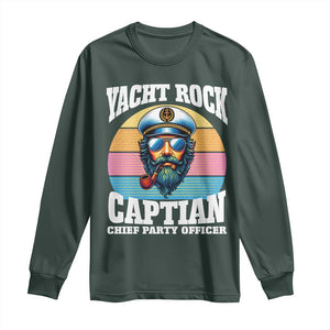 Yacht Rock Captain Long Sleeve Shirt Funny Boating Party Music TS14 Dark Forest Green Print Your Wear