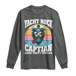 Yacht Rock Captain Long Sleeve Shirt Funny Boating Party Music TS14 Dark Heather Print Your Wear