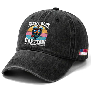 Yacht Rock Captain Washed Cotton Baseball Cap Funny Boating Party Music TS14 Print Your Wear
