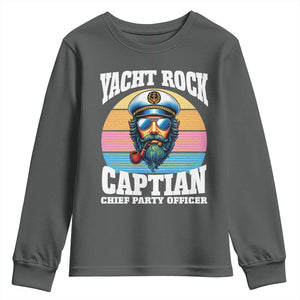 Yacht Rock Captain Youth Sweatshirt Funny Boating Party Music TS14 Dark Heather Print Your Wear