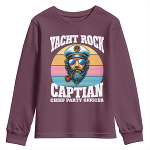 Yacht Rock Captain Youth Sweatshirt Funny Boating Party Music TS14 Maroon Print Your Wear