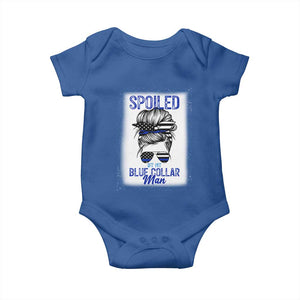 Blue Collar Wife Life Messy Bun Baby Onesie TS14 Royal Blue Print Your Wear