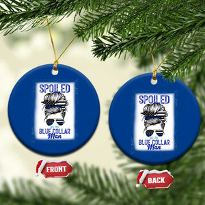 Blue Collar Wife Life Messy Bun Ceramic Ornament TS14 1pc Blue Print Your Wear