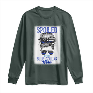 Blue Collar Wife Life Messy Bun Long Sleeve Shirt TS14 Dark Forest Green Print Your Wear