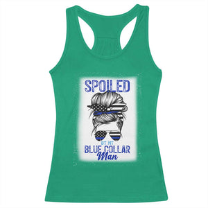 Blue Collar Wife Life Messy Bun Racerback Tank Top TS14 Irish Green Print Your Wear