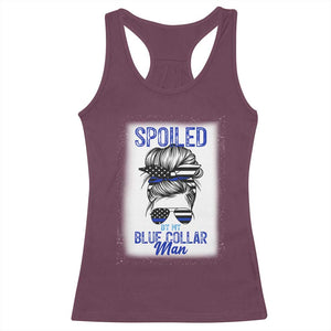 Blue Collar Wife Life Messy Bun Racerback Tank Top TS14 Maroon Print Your Wear