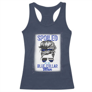 Blue Collar Wife Life Messy Bun Racerback Tank Top TS14 Navy Print Your Wear