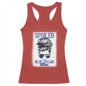 Blue Collar Wife Life Messy Bun Racerback Tank Top TS14 Red Print Your Wear