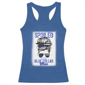 Blue Collar Wife Life Messy Bun Racerback Tank Top TS14 Royal Blue Print Your Wear