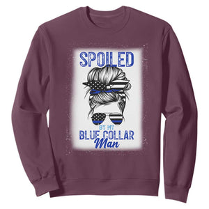 Blue Collar Wife Life Messy Bun Sweatshirt TS14 Maroon Print Your Wear
