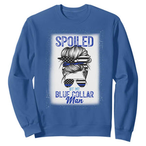 Blue Collar Wife Life Messy Bun Sweatshirt TS14 Royal Blue Print Your Wear