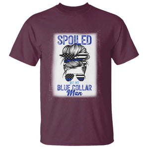 Blue Collar Wife Life Messy Bun T Shirt TS14 Maroon Print Your Wear