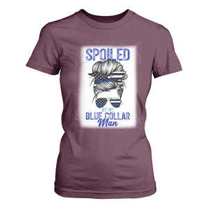 Blue Collar Wife Life Messy Bun T Shirt For Women TS14 Maroon Print Your Wear