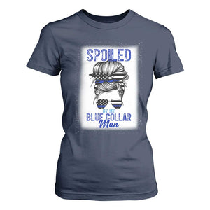 Blue Collar Wife Life Messy Bun T Shirt For Women TS14 Navy Print Your Wear