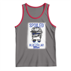 Blue Collar Wife Life Messy Bun Tank Top TS14 Deep Heather Red Print Your Wear