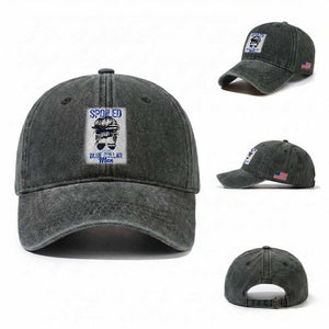 Blue Collar Wife Life Messy Bun Washed Cotton Baseball Cap TS14 Washed Cap Universal Fit Dark Green Print Your Wear