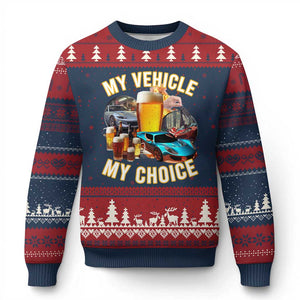 My Vehicle My Choice Ugly Christmas Sweater Funny Drunk Driving TS14 Navy Red Print Your Wear