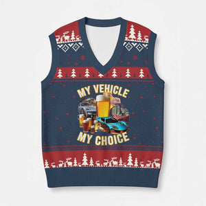 My Vehicle My Choice V-Neck Knit Sweater Vest Funny Drunk Driving TS14 Navy Red Print Your Wear
