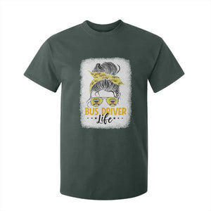 Messy Bun School Bus Driver Life T Shirt For Kid TS14 Dark Forest Green Print Your Wear