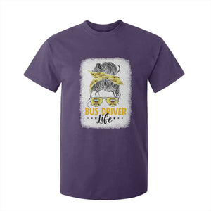 Messy Bun School Bus Driver Life T Shirt For Kid TS14 Purple Print Your Wear