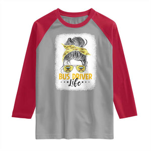 Messy Bun School Bus Driver Life Raglan Shirt TS14 Sport Gray Red Print Your Wear