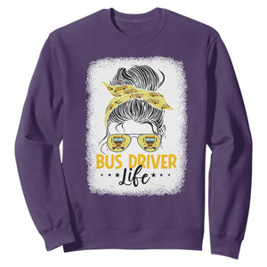 Messy Bun School Bus Driver Life Sweatshirt TS14 Purple Print Your Wear