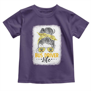 Messy Bun School Bus Driver Life Toddler T Shirt TS14 Purple Print Your Wear