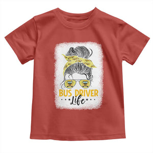 Messy Bun School Bus Driver Life Toddler T Shirt TS14 Red Print Your Wear