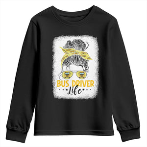 Messy Bun School Bus Driver Life Youth Sweatshirt TS14 Black Print Your Wear