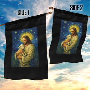 Jesus Christian Garden Flag Hug Lamb Starry Night Van Gogh TS14 Print Your Wear