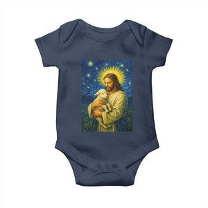 Jesus Christian Baby Onesie Hug Lamb Starry Night Van Gogh TS14 Navy Print Your Wear