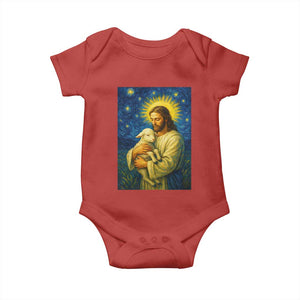 Jesus Christian Baby Onesie Hug Lamb Starry Night Van Gogh TS14 Red Print Your Wear