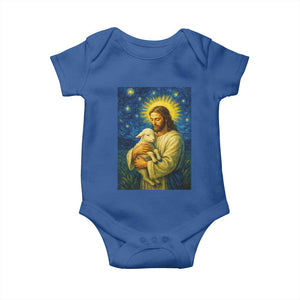 Jesus Christian Baby Onesie Hug Lamb Starry Night Van Gogh TS14 Royal Blue Print Your Wear