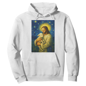 Jesus Christian Hoodie Hug Lamb Starry Night Van Gogh TS14 White Print Your Wear