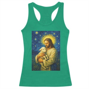Jesus Christian Racerback Tank Top Hug Lamb Starry Night Van Gogh TS14 Irish Green Print Your Wear