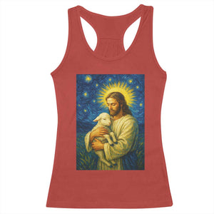 Jesus Christian Racerback Tank Top Hug Lamb Starry Night Van Gogh TS14 Red Print Your Wear