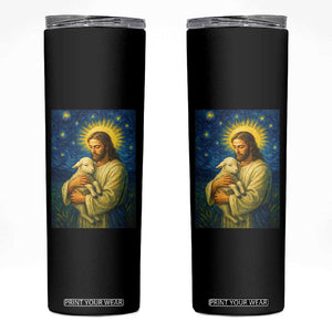 Jesus Christian Skinny Tumbler Hug Lamb Starry Night Van Gogh TS14 Black Print Your Wear