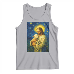 Jesus Christian Tank Top Hug Lamb Starry Night Van Gogh TS14 Athletic Heather Print Your Wear
