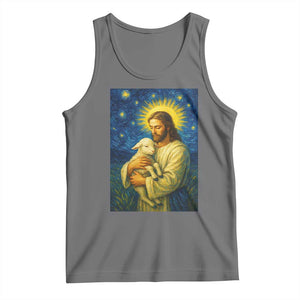 Jesus Christian Tank Top Hug Lamb Starry Night Van Gogh TS14 Black Heather Print Your Wear