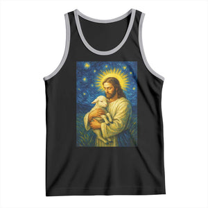 Jesus Christian Tank Top Hug Lamb Starry Night Van Gogh TS14 Black Athletic Heather Print Your Wear