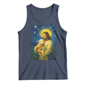 Jesus Christian Tank Top Hug Lamb Starry Night Van Gogh TS14 Navy Print Your Wear
