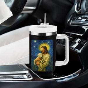 Jesus Christian Tumbler With Handle Hug Lamb Starry Night Van Gogh TS14 Print Your Wear