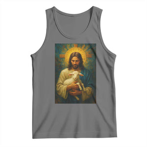 Jesus Christian Tank Top Hug Lamb Faith Easter TS14 Black Heather Print Your Wear