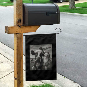 Funny Santa Selfie with Cow Christmas Garden Flag TS14 Print Your Wear